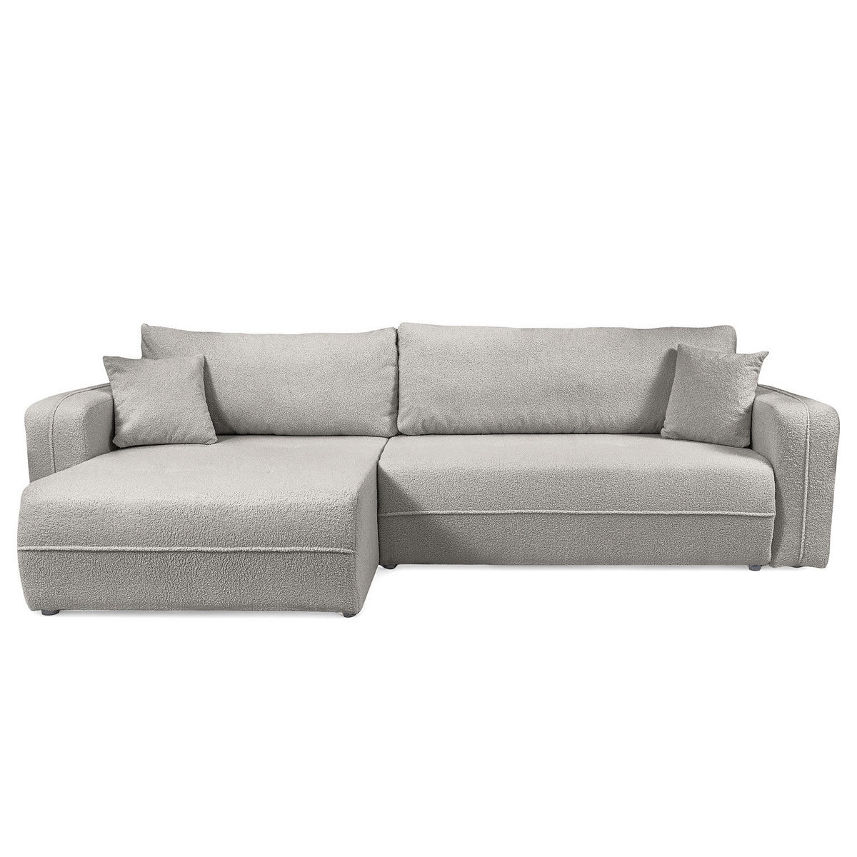 ECKSOFA mit Schlaffunktion - 272 cm - Hellgrau/Schwarz, Kunststoff/Textil (272/145cm) - home24