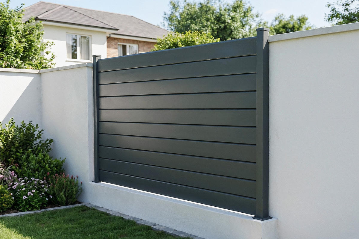 ALUMINIUMZAUN mit Lamellen 2 m VANO H. 150 cm, grau - Grau, Metall (200/156cm) - Casanoov