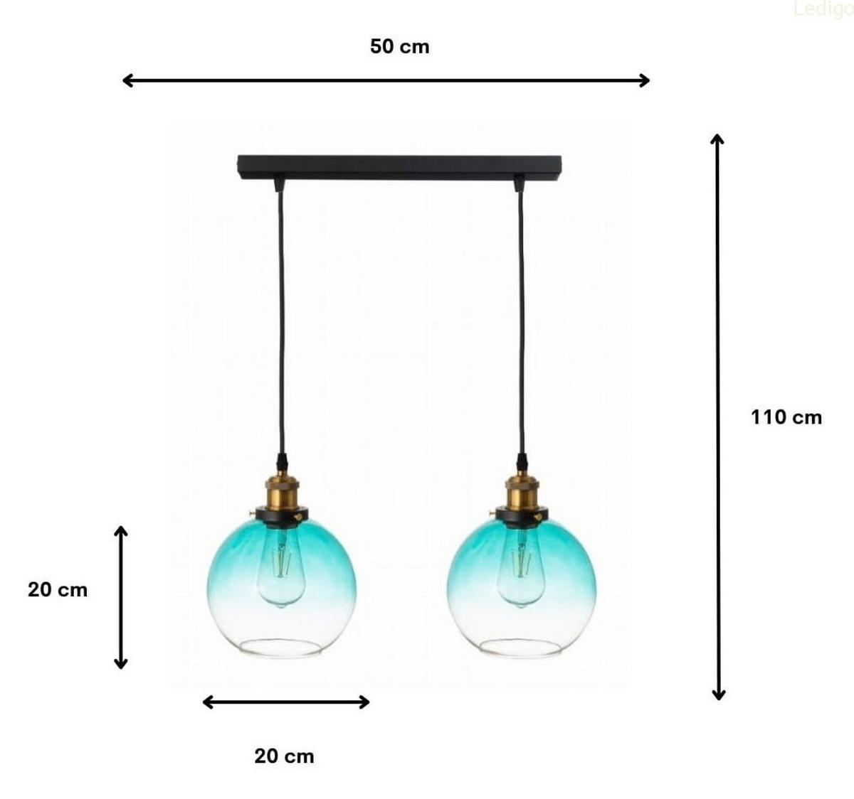 PENDELLEUCHTE Rome - Blau/Transparent, Glas/Metall (20/50/110cm) - kiki design