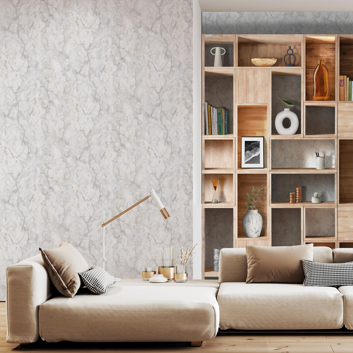 TAPETE Marmor-Optik 53 cm x 10 m - Grau, Papier (53/1000cm) - Sanders & Sanders