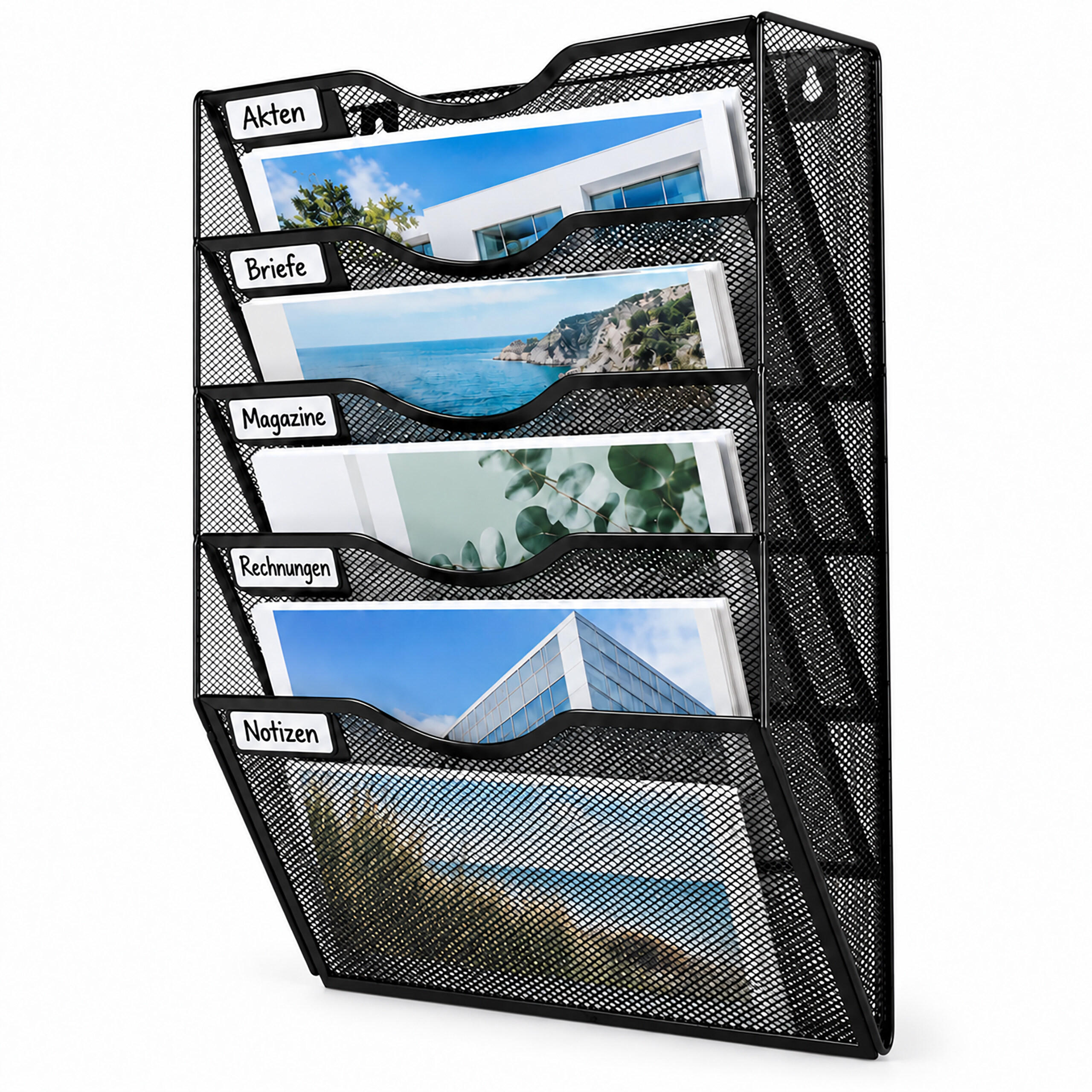 ZEITSCHRIFTENHALTER Schwarz Metall Wandmontage - Schwarz, Metall (30.5/42.5/11cm) - Relaxdays