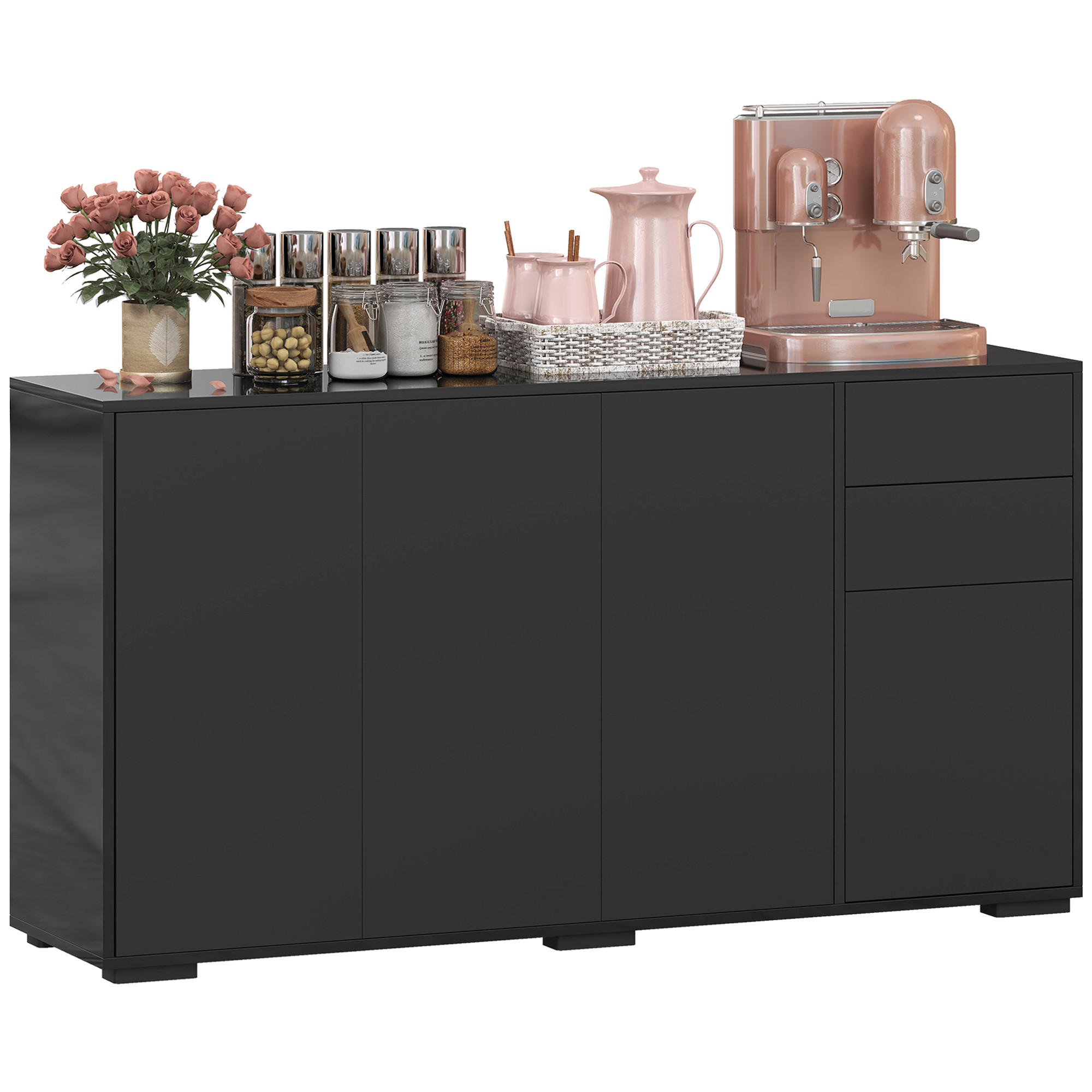 SIDEBOARD Schwarz 140/36/74 cm - Schwarz, Holzwerkstoff (36/74/140cm) - PANGIVO