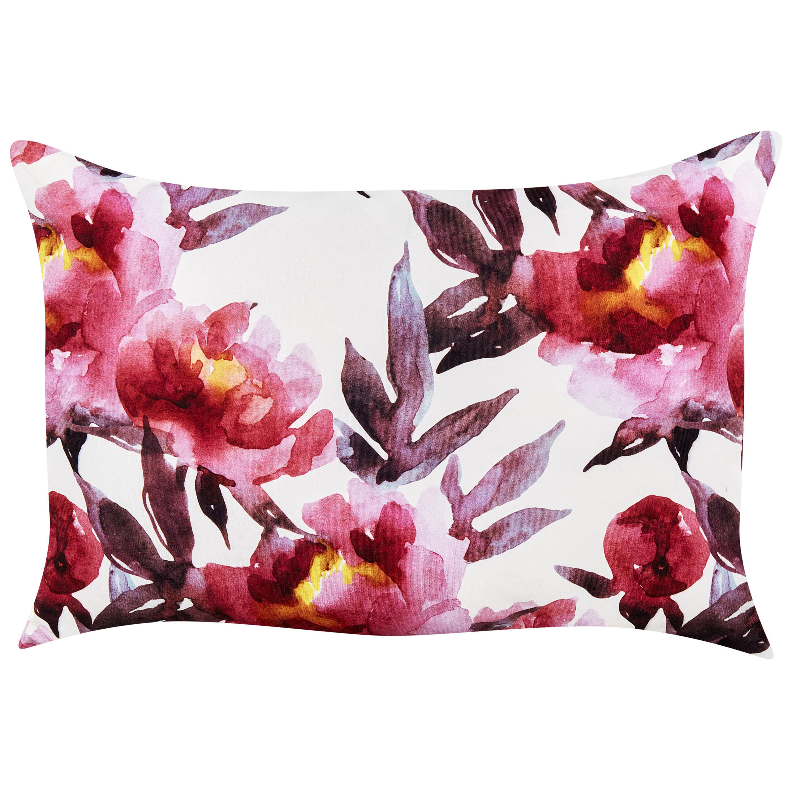 GARTENKISSEN 2er-Set Blumenmuster weiß/Rosa 40/60 cm Lanrosso - Weiß, Textil (40/60cm) - Beliani