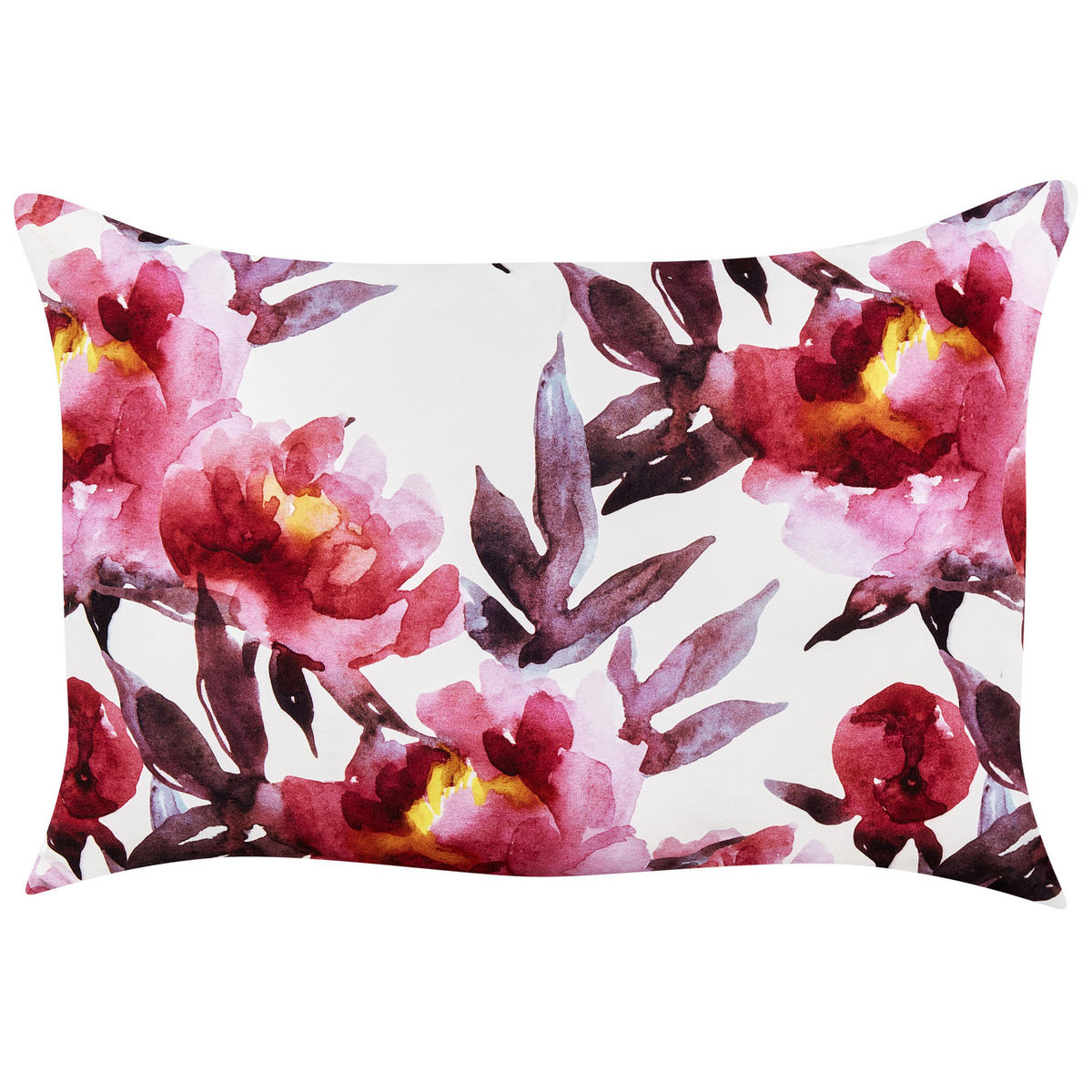GARTENKISSEN 2er-Set Blumenmuster weiß/Rosa 40/60 cm Lanrosso - Weiß, Textil (40/60cm) - Beliani