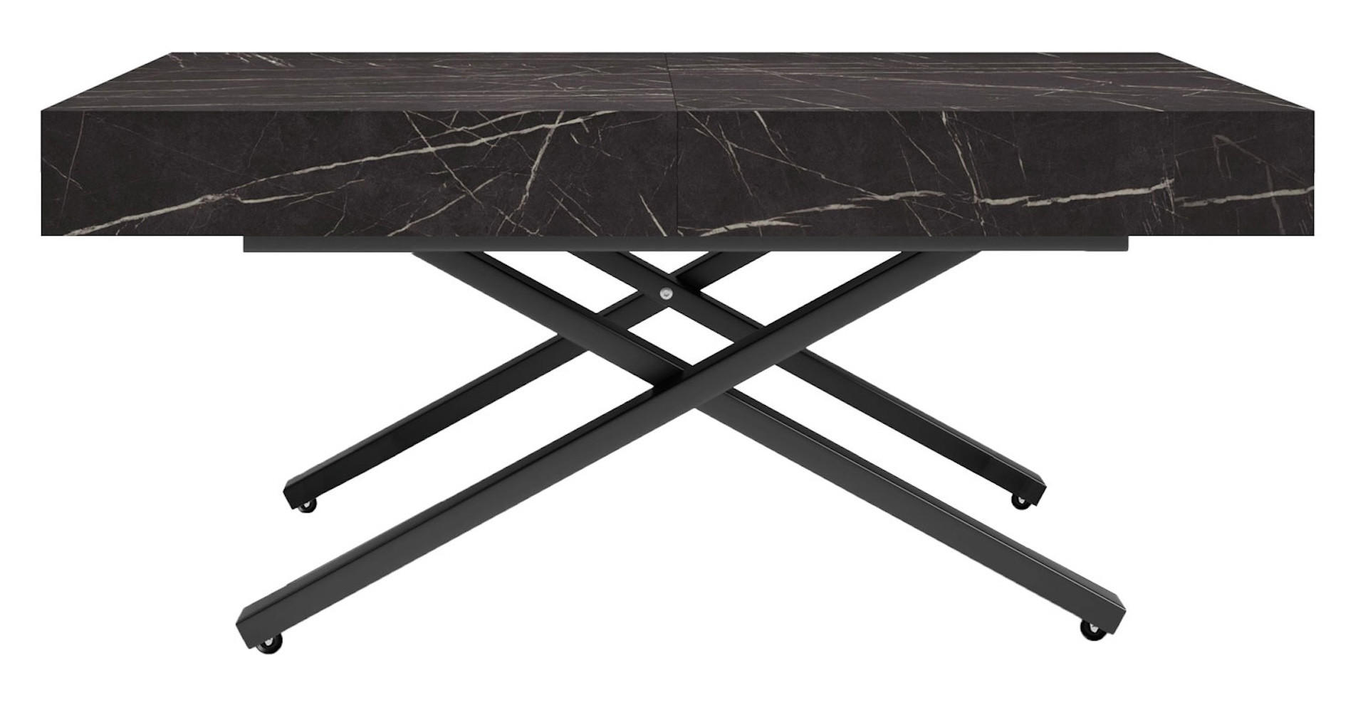 COUCH-/ESSTISCH Sanna X Pietra Grigia schwarz 120 - 200 / 80 / 27 - 80cm - Schwarz, Holz/Holzwerkstoff (80/120/27cm) - Feldmann-Wohnen