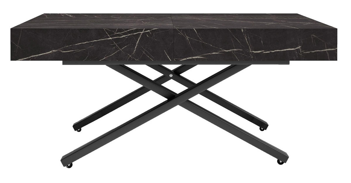 COUCH-/ESSTISCH Sanna X Pietra Grigia schwarz 120 - 200 / 80 / 27 - 80cm - Schwarz, Holz/Holzwerkstoff (80/120/27cm) - Feldmann-Wohnen