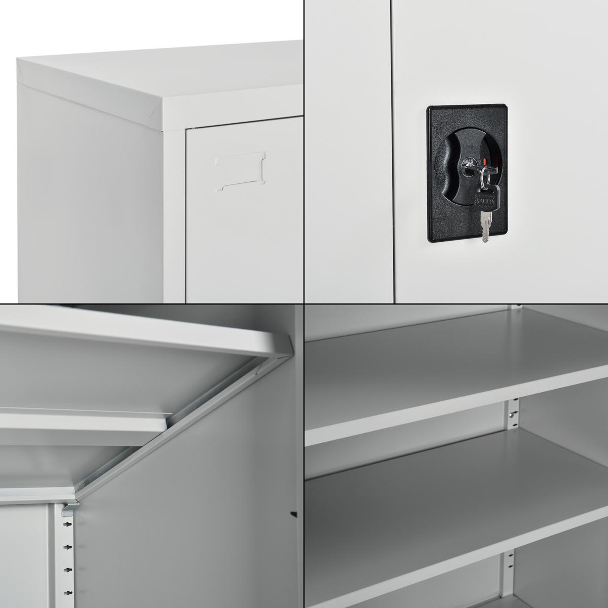 AKTENSCHRANK Molise - Hellgrau, Metall (90/90/40cm) - [en.casa]