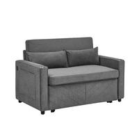 SCHLAFSOFA 3-in-1 mit USB-Ladeports Dark Gray - Dunkelgrau, Holz (134/73/195cm) - Meubliv