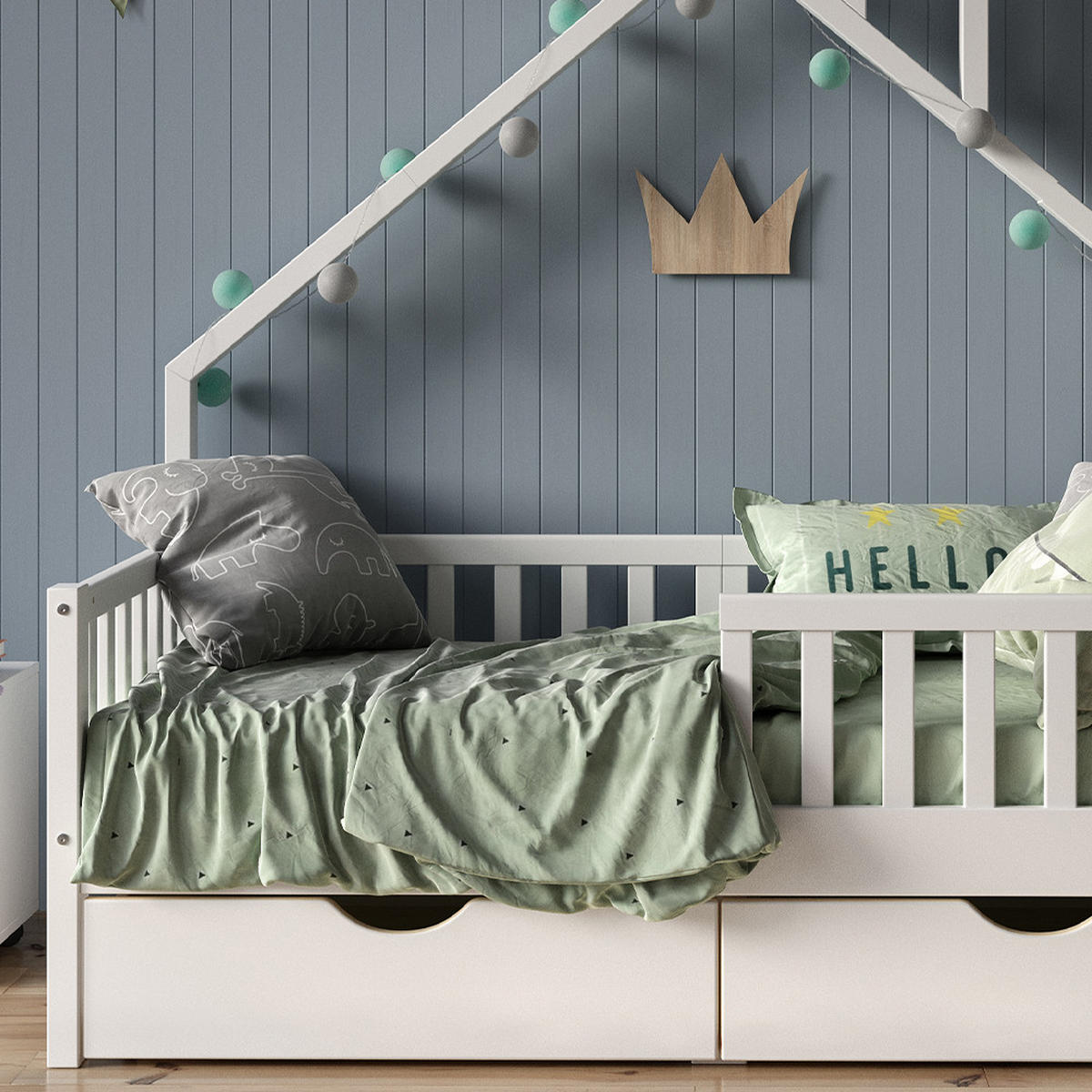 DOMEČKOVÁ POSTEL Noemi Bílá - bílá, dřevo (80/160cm) - VitaliSpa