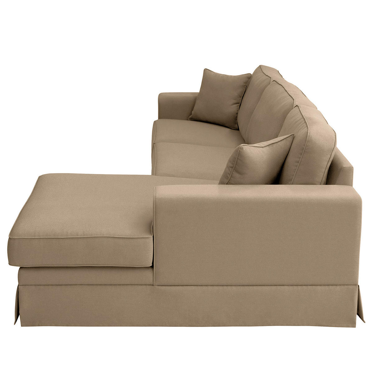 ECKSOFA mit Husse - Longchair, Webstoff - Hellbraun/Schwarz, Kunststoff/Textil (300/165cm) - home24