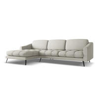 ECKSOFA Links Chenille Stoff Beige - Beige/Schwarz, Textil/Metall (160/264cm) - Makamii
