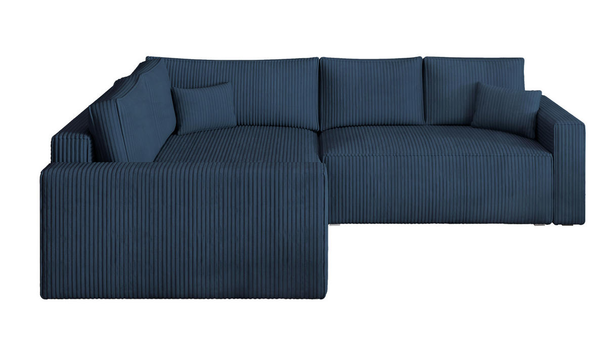 ROHOVÁ SEDAČKA ERONIS modrá - šedá/modrá, dřevo/textil (265/194cm) - MASSENO