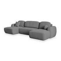 ROHOVÁ SEDAČKA SAVONA šedá - šedá/černá, dřevo/textil (320/148cm) - MASSENO