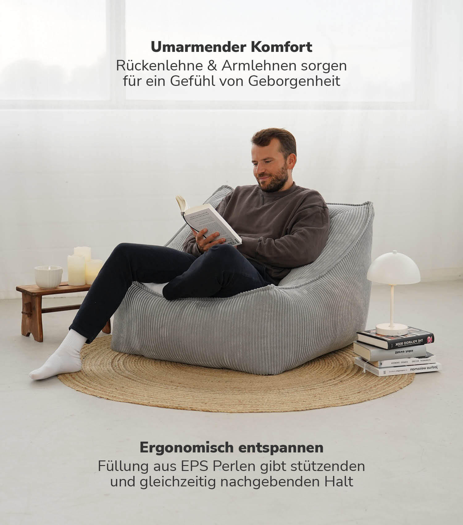 SITZSACK Cord Der Lümmel - Grau, Textil (73/60/83cm) - Mokebo