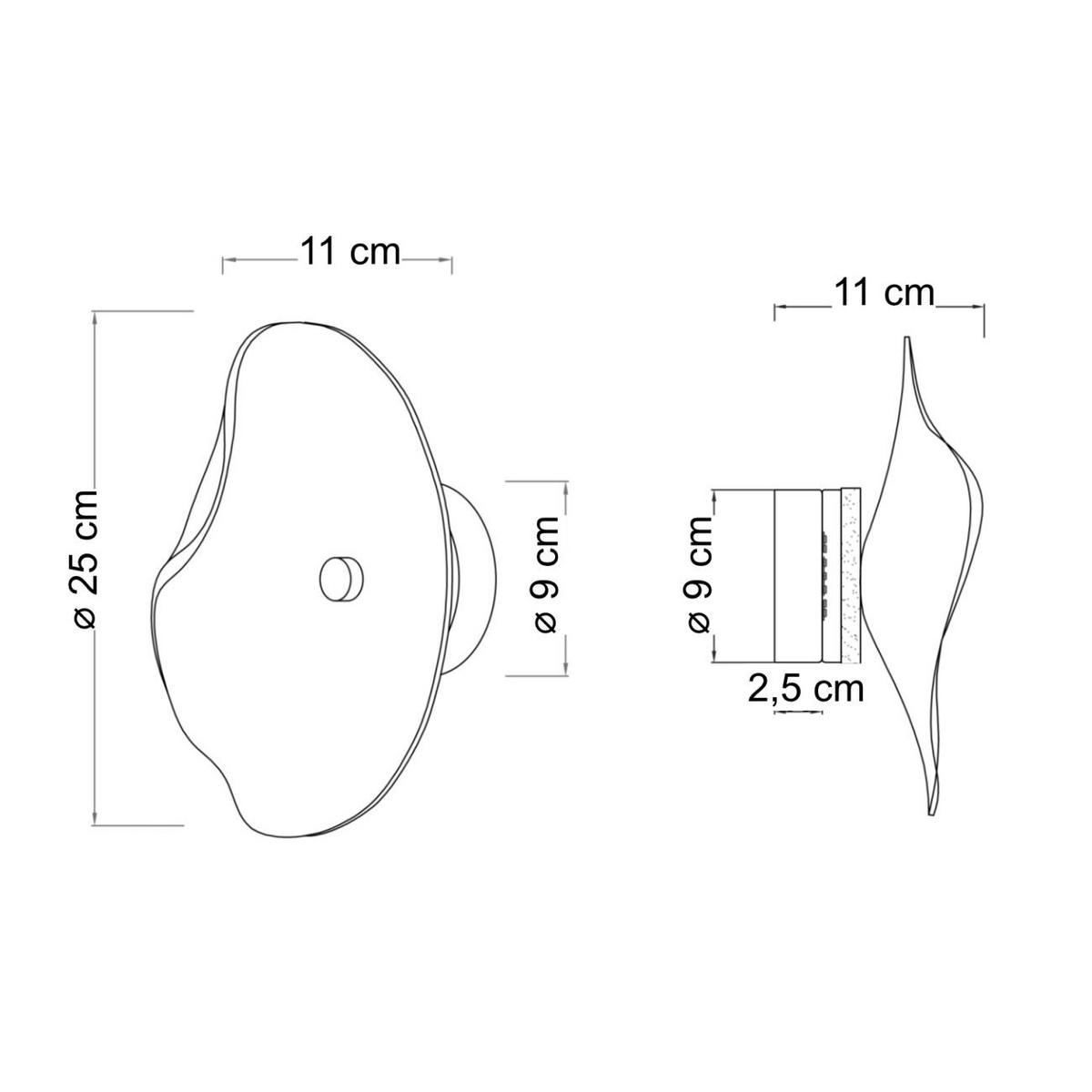 BERNSTEINFARBENE Wandleuchte mit Glasdiffusor und integriertem LED - Lysa - Goldfarben, Glas (25/25/10.1cm) - KOSILUM