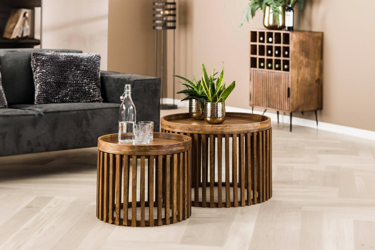 COUCHTISCH-SET LANI Braun Mango - Braun, Mangoholz/Holz (65/65/40cm) - KAWOLA