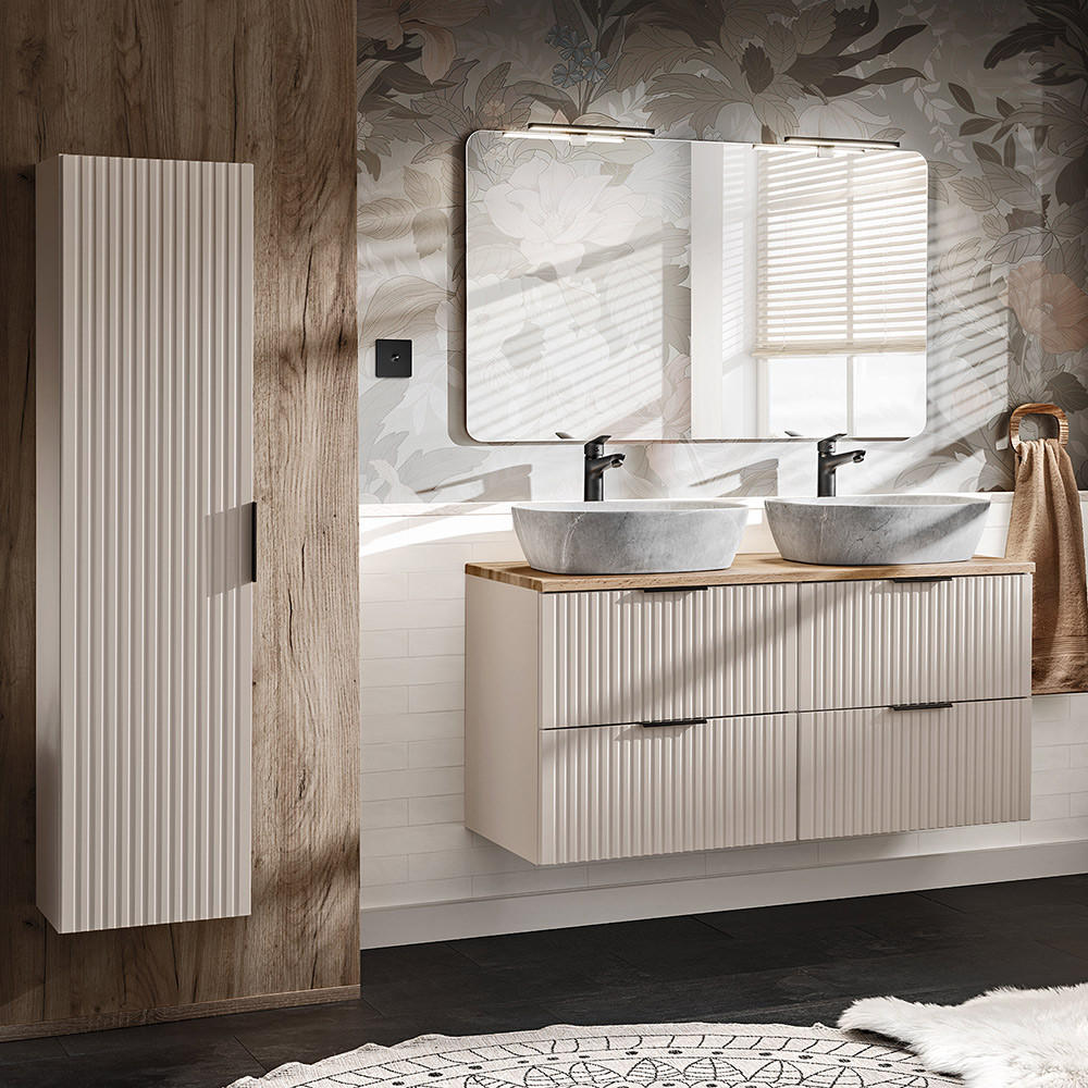 BADMÖBEL-SET 3-TLG. Adelaide-56 - Beige, Holzwerkstoff (170/200/47cm) - Lomado