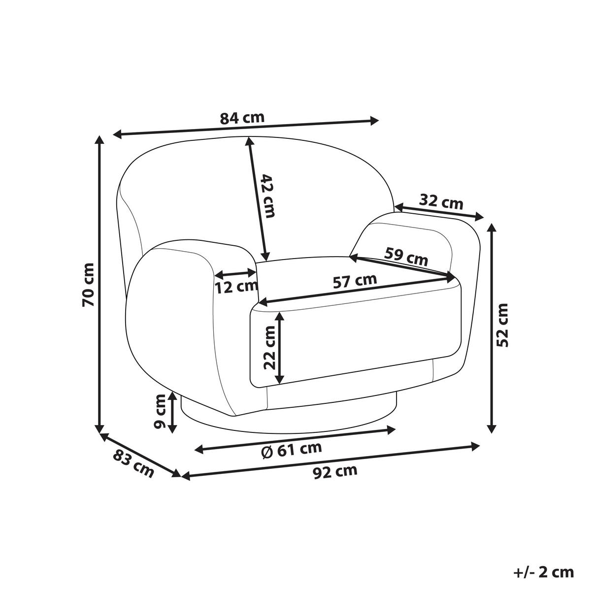 SESSEL Hellbeige Lejre - Beige/Goldfarben, Textil (92/70/83cm) - Beliani
