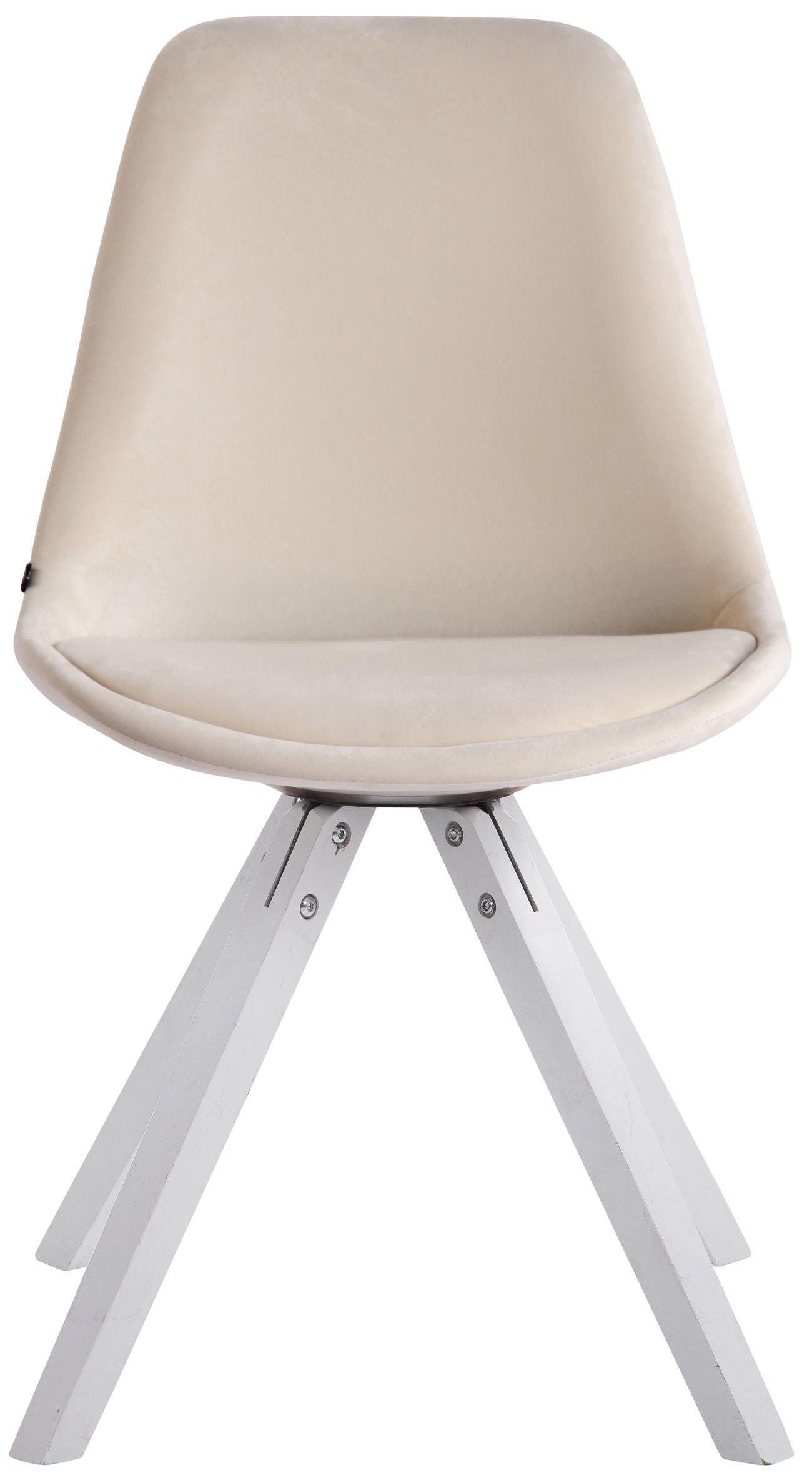 BESUCHERSTUHL Toulon Samt, Gestell Buchenholz Weiß Square Creme - Naturfarben/Weiß, Holz/Buchenholz (48/83/56cm) - TPFLiving