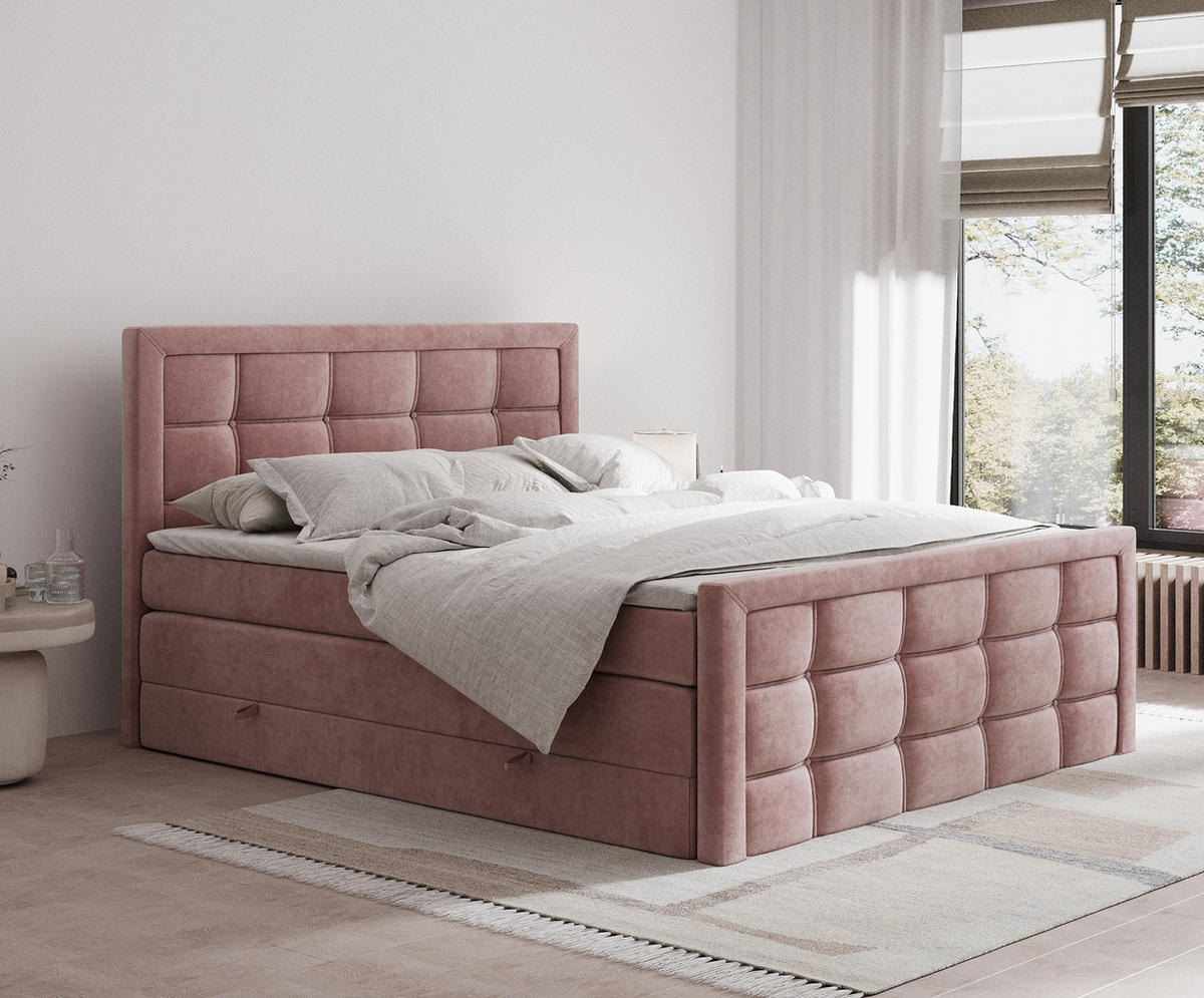 BOXSPRINGBETT Ambrosia Rosa 140/200 cm - Schwarz/Rosa, Holz/Holzwerkstoff (140/200cm) - Maison de Reve