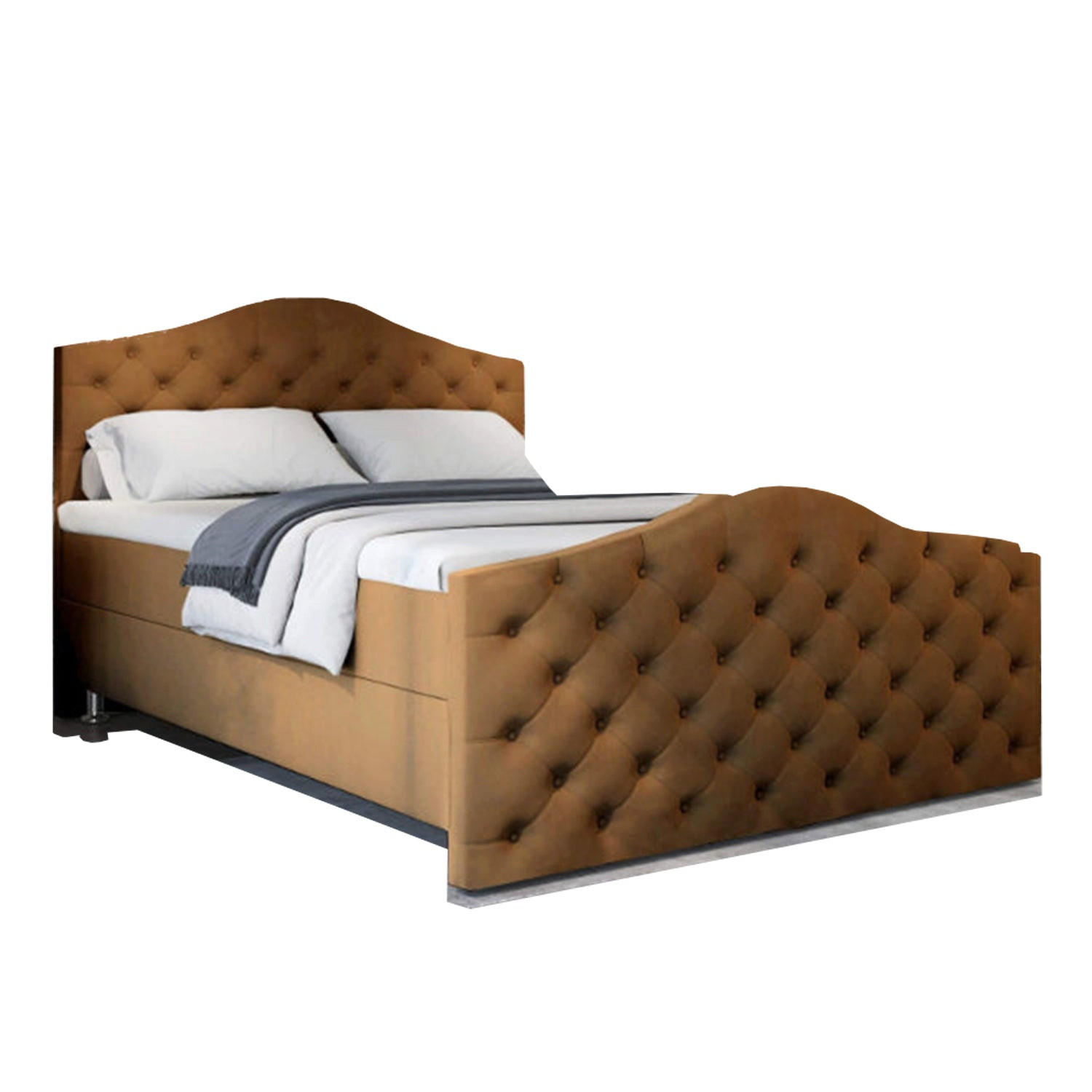 BOXBETT Roma Bonellfederkern inkl. 7-Zonen Topper T-30 mit Bettkasten - Cappuccino, Holz/Holzwerkstoff (160/200cm) - Best For Home