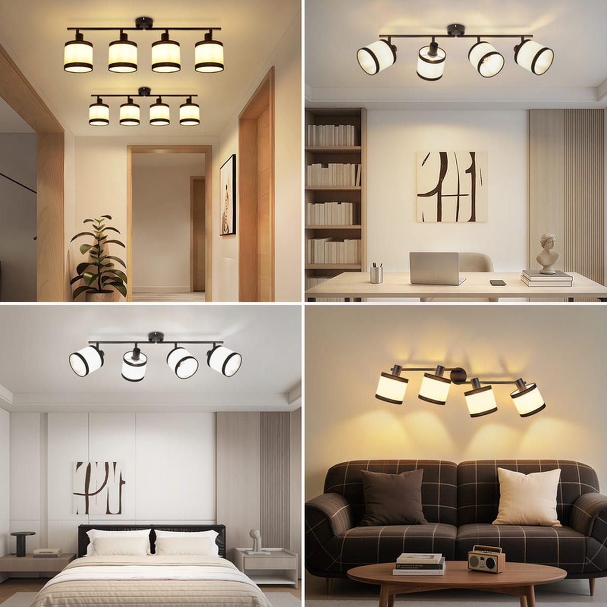 DECKENSTRAHLER Charme Ⅲ 4-flammig 70/12/18 cm - Schwarz, Metall (70/12/18cm) - Nettlife