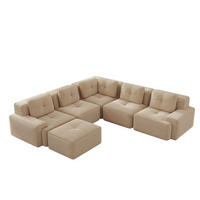 ECKSOFA modular Beige Cordstoff - Beige, Kunststoff (295/295cm) - Meubliv