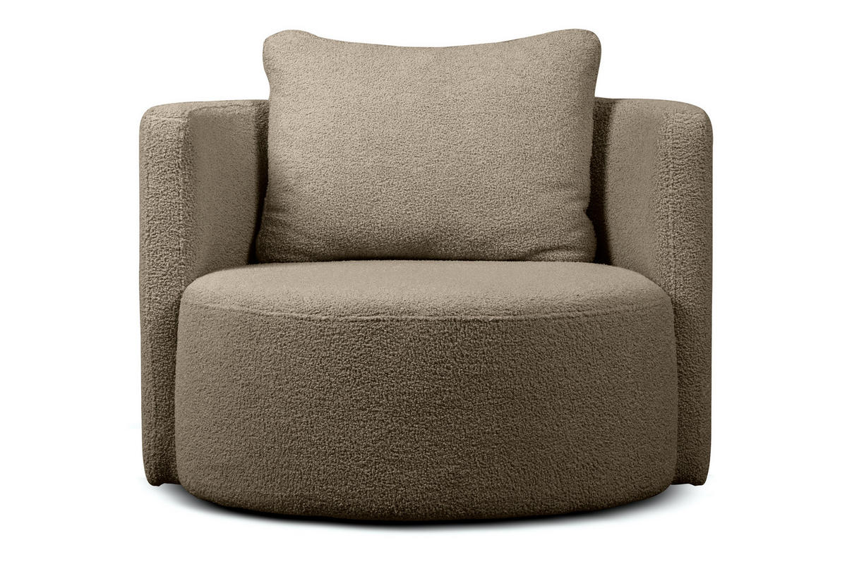 DREHSESSEL-SET RAGGI inkl. Sitzhocker, Boucle, braun - Braun, Textil (92/75/80cm) - KONSIMO®