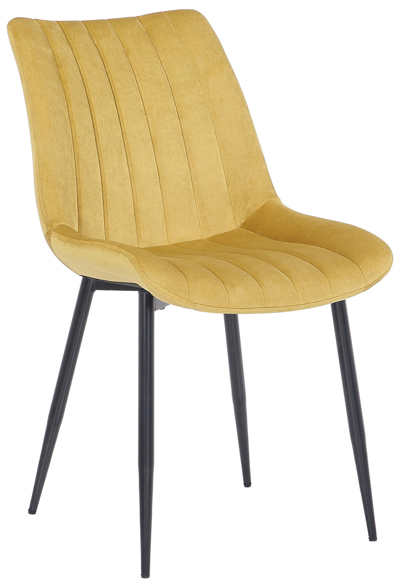 STUHL 2er Set Samt gelb - Gelb/Schwarz, Textil/Metall (46/82/61cm) - CLP