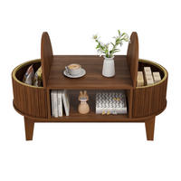 COUCHTISCH Nussbaum-Optik mit Klappdeckeln & Stauraum - Walnussfarben, Holz (100/50/50.4cm) - SHOPENTRA
