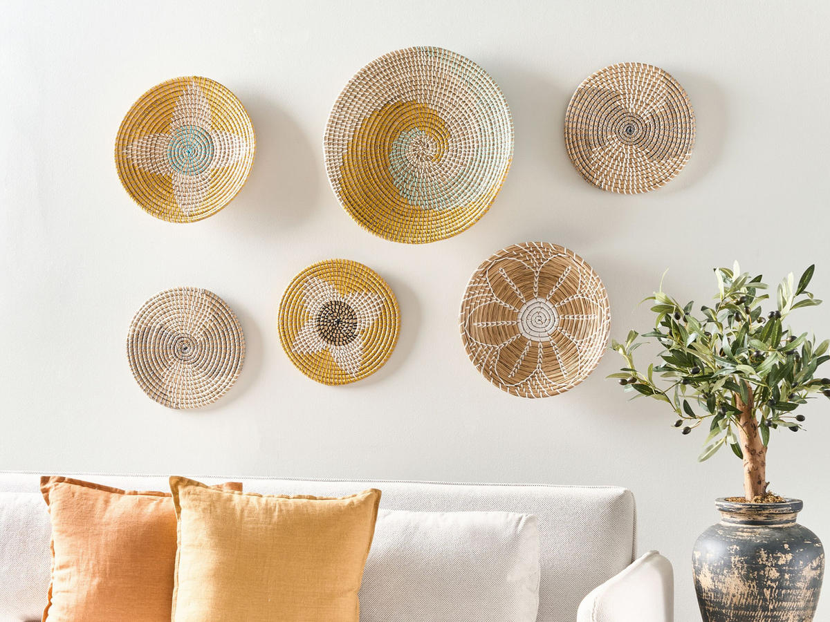 WANDDEKORATION Seegras bunt Bacninh - Multicolor, Naturmaterialien (46/46/7cm) - Beliani