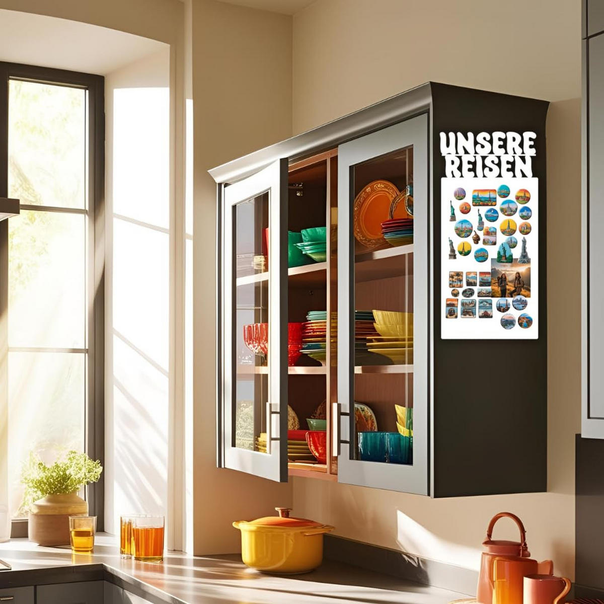 MAGNETTAFEL Unsere Reisen Weiß 30x64 cm - Weiß, Metall (30/64/0.7cm) - ANWICAR