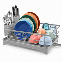 ABTROPFGESTELL Grau mit Abfluss 2-Fächer - Grau, Kunststoff/Metall (43/21/29.5cm) - Relaxdays