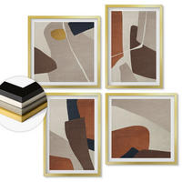WANDBILDER 4er Set - 50x50 cm & 40x60 cm Goldrahmen - Abstrakte moderne Formen - Goldfarben, Kunststoff (50/50cm) - ArtPrintCave