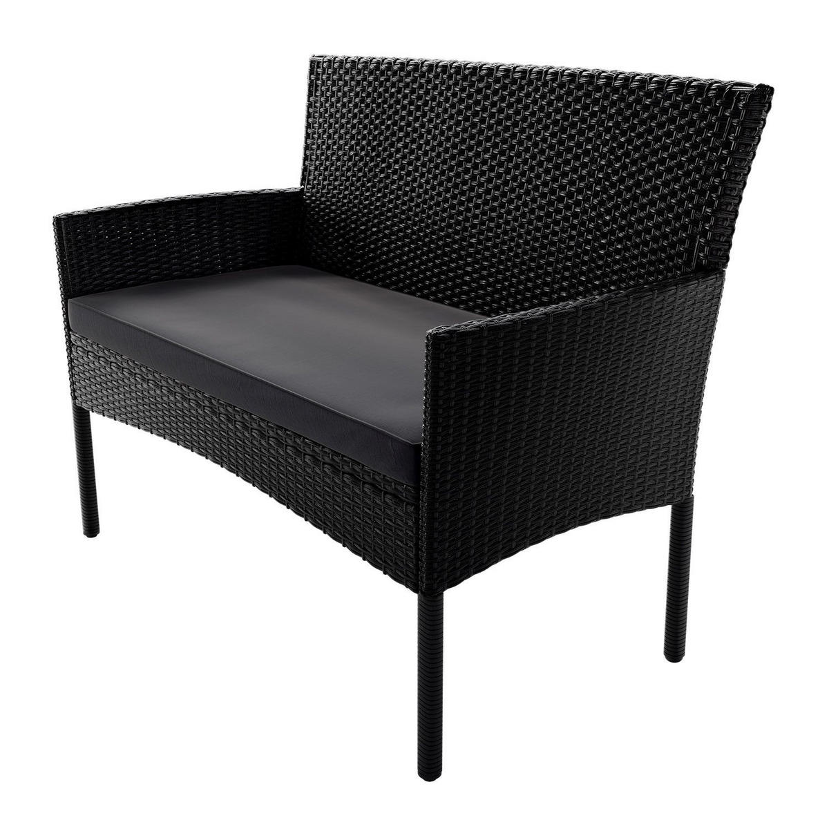 GARTENSET Fort Myers schwarz / dunkelgrau - Anthrazit/Schwarz, Kunststoff/Metall - Juskys