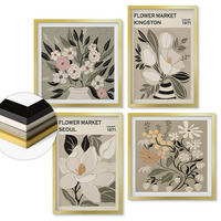 WANDBILDER 4er Set - 50x50 cm & 40x60 cm Goldrahmen - Retro-Blumen aus Städten rund um die Welt - Goldfarben, Kunststoff (50/50cm) - ArtPrintCave