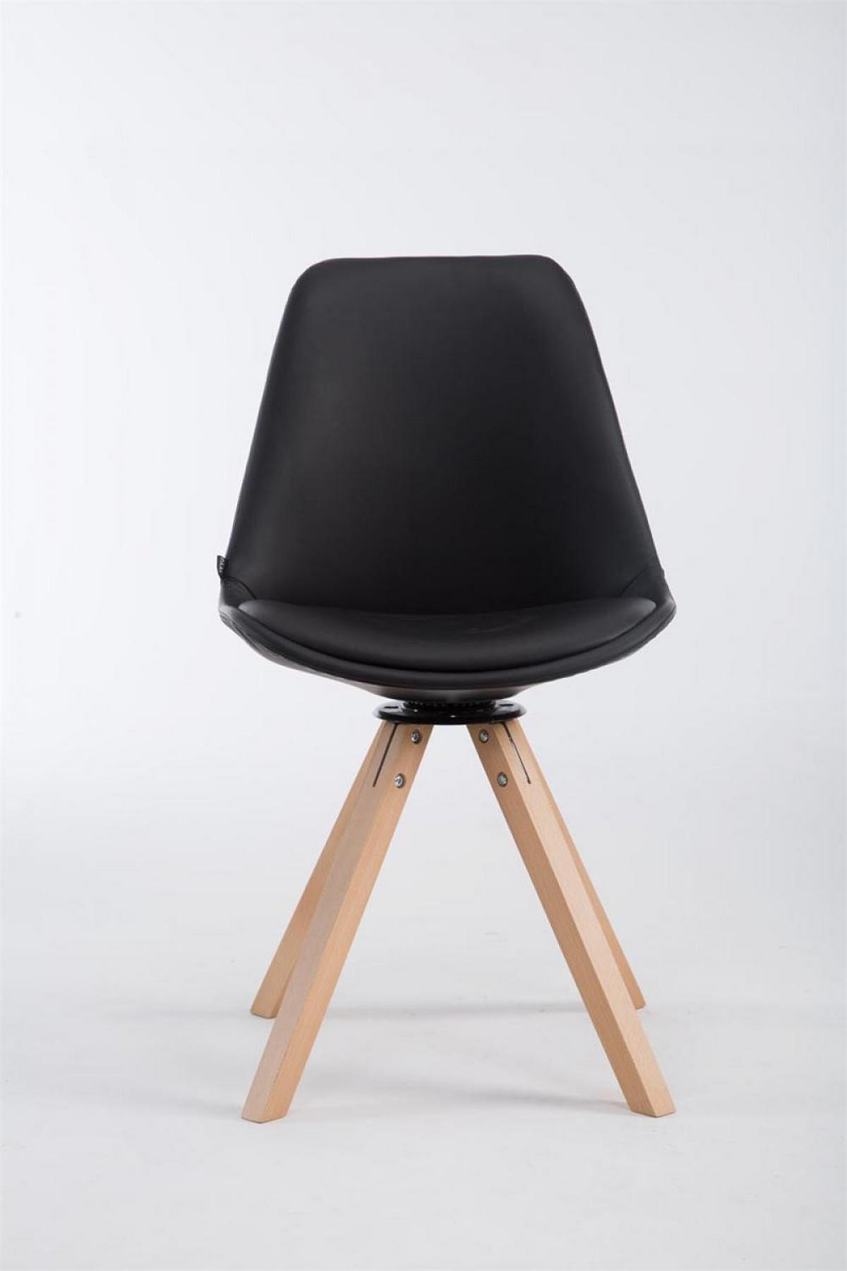 STUHL Lederlook Schwarz - Eukalyptusholzfarben/Schwarz, Holz/Textil (48/84/56cm) - CLP
