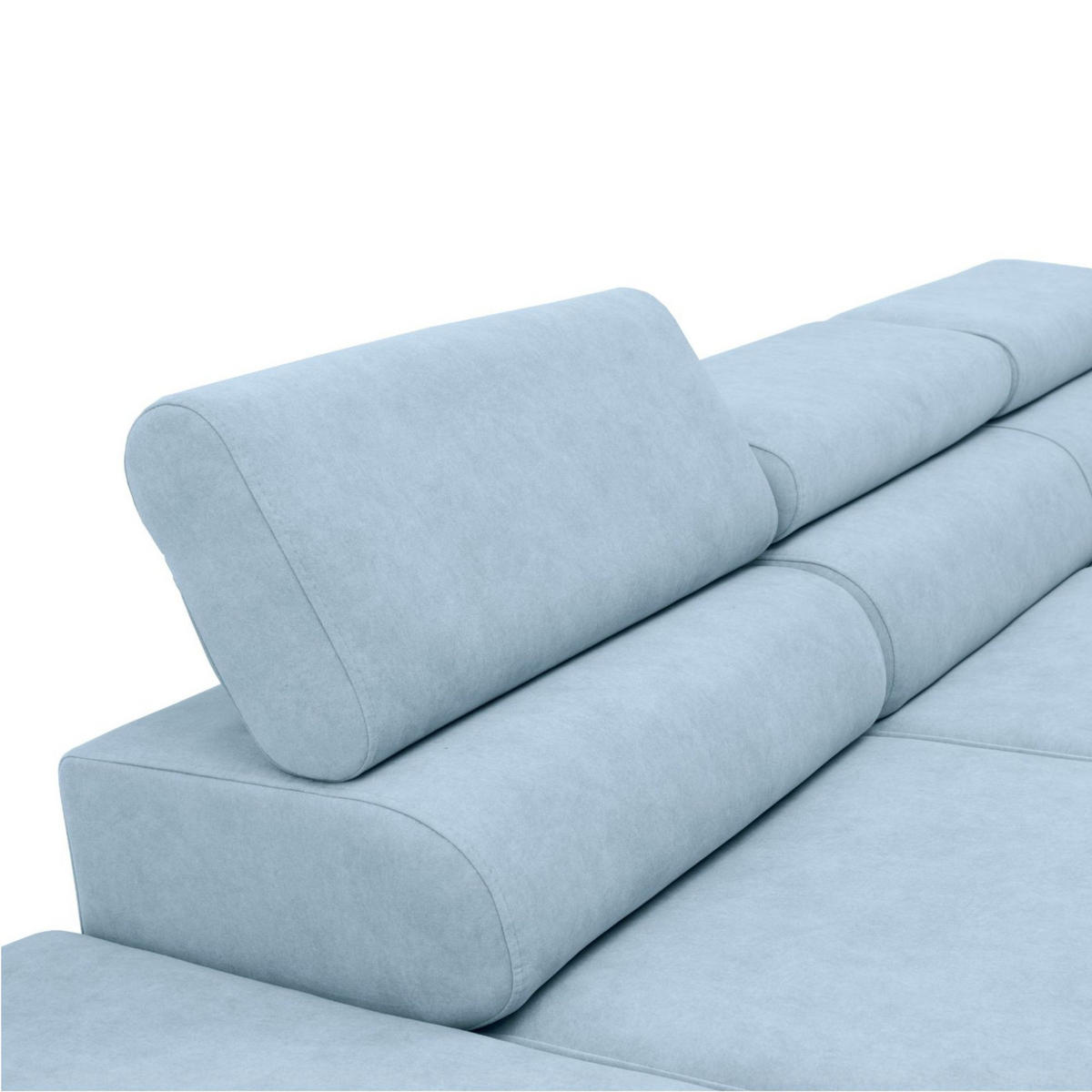 ECKSOFA JAZZ L Links mit Schlaffunktion 127x216 Velours Hellblau - Schwarz/Hellblau, Holz/Textil (285/237cm) - Muffo