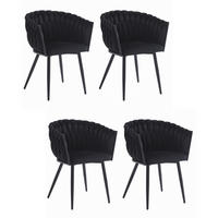 STUHL ARONA 4-er Set, Schwarz, Schwarze metallische Beine - Schwarz, Textil/Metall (61/79/55cm) - Komodee