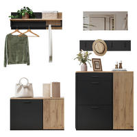 SCHUHSCHRANK 85/36/85 cm in Natur/Schwarz mit Schuhschrank und Sitzbank - Naturfarben, Holzwerkstoff (85/85/36cm) - Flora Grace