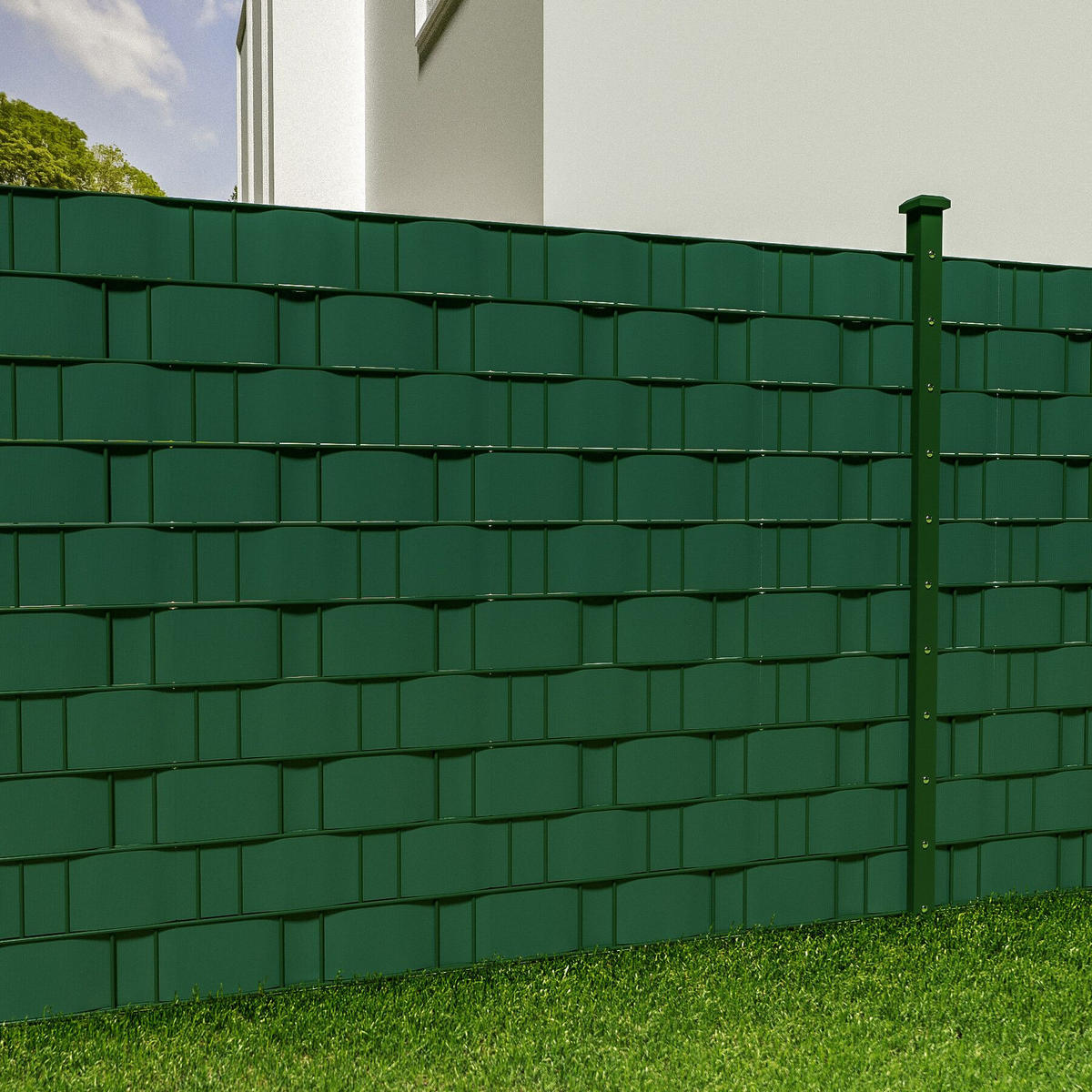 SICHTSCHUTZSTREIFEN ,leichte Montage, inklusive Befestigungsclips,grün - Dunkelgrün, Kunststoff (7000/19cm) - tectake