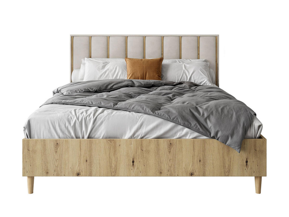 DOPPELBETT Luk I 160/200 cm ohne Matratze, Lattenrost, Bettkasten, artisan, beige - Beige/Eiche Artisan, Kunststoff (160/200cm) - Margaret Hadas24