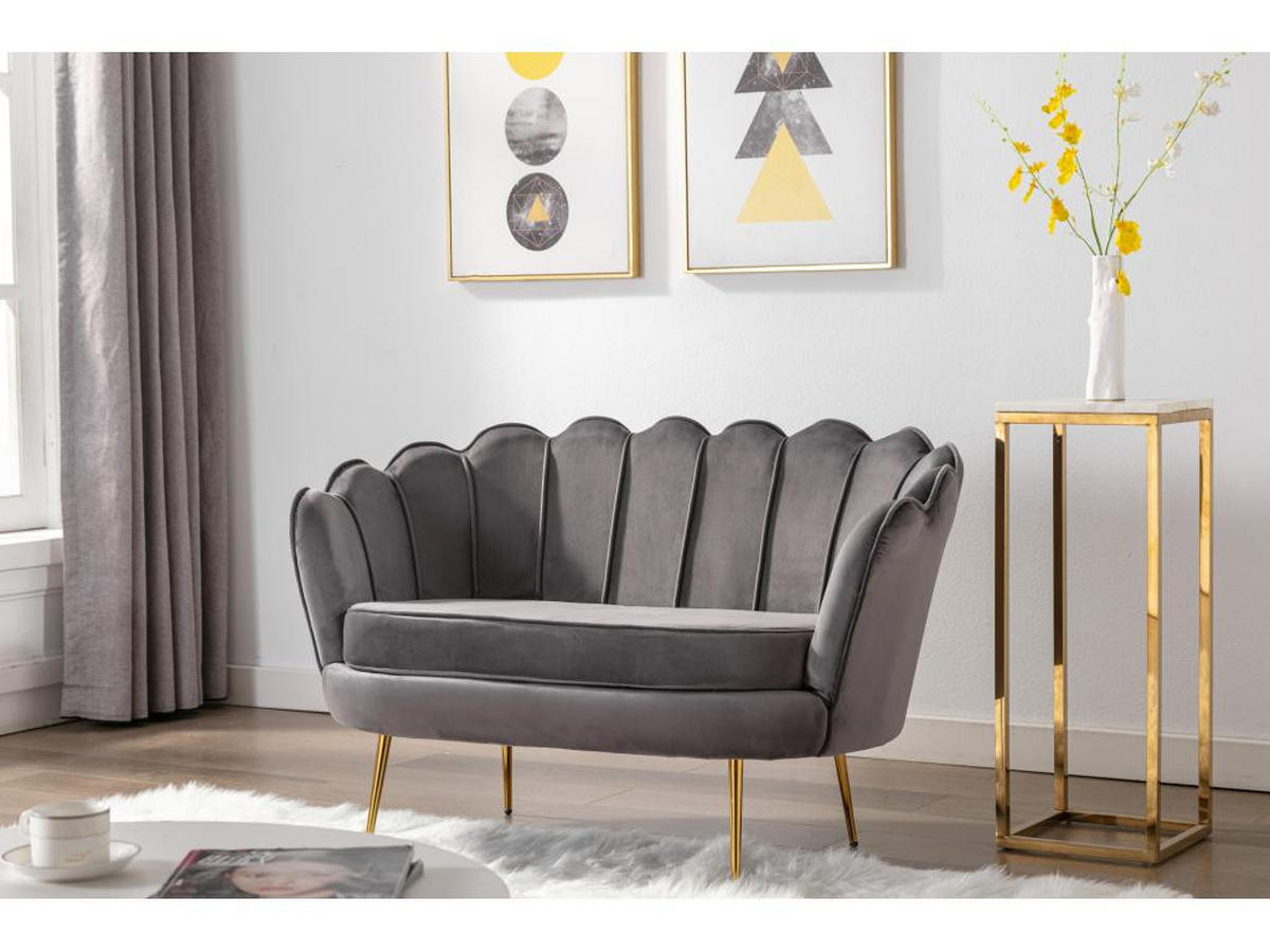 MUSCHELSOFA 2-Sitzer - Samt - Anthrazit - DANDELION - Anthrazit, Textil (73/78/124cm) - Pascal Morabito