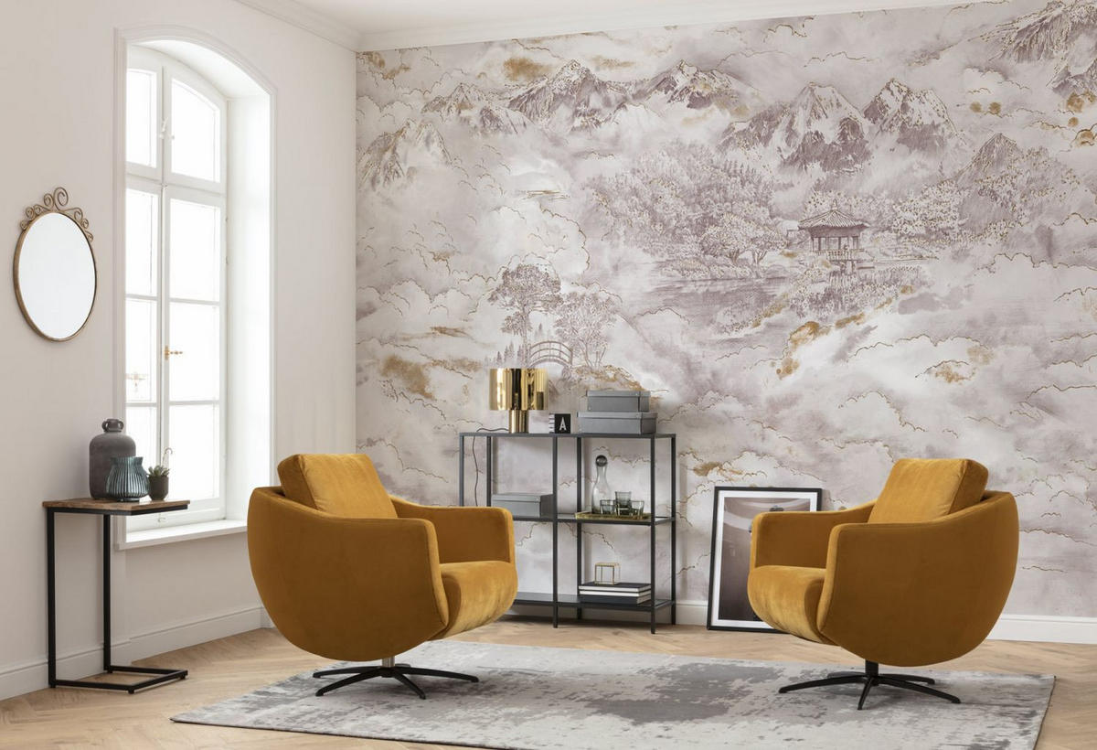 FOTOTAPETE Berglandschaft 400 x 280 cm - Pink, Papier (400/280cm) - Sanders & Sanders