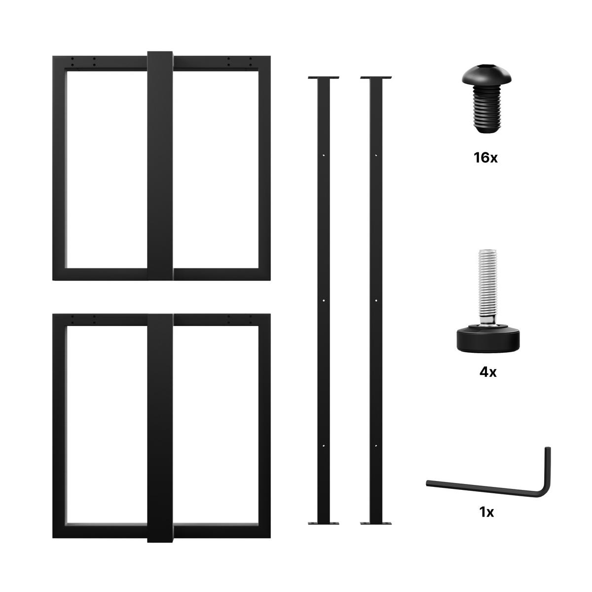 TISCHBEINE Astana Metall Schwarz 140/70/72 cm - Schwarz, Metall (70/72/140cm) - Metalo Pro