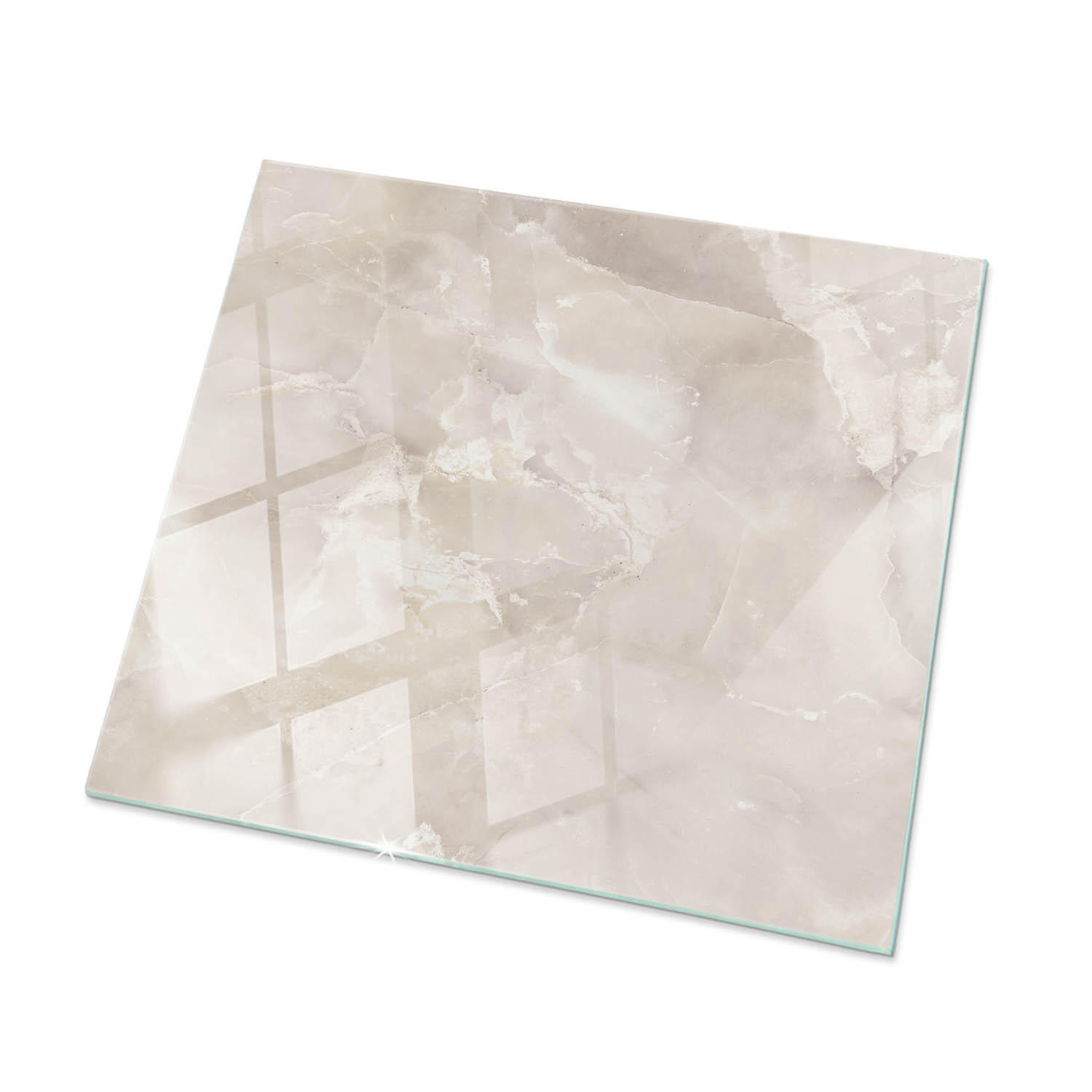 TISCHPLATTE 50x50 cm Marmorstruktur mit Textur - Beige/Creme, Glas (50/50/0.4cm) - TULUP