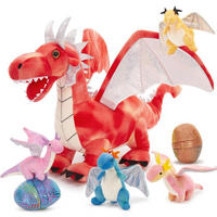 PLÜSCHTIER Drache mit Babys 55 cm Rot - Multicolor, Textil (53/55cm)