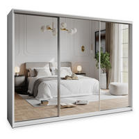 SCHWEBETÜRENSCHRANK RIEN 250/205/60 cm 3-türig mit Spiegel und Schubladen Weiß - Weiß/Nickelfarben, Holzwerkstoff (250/205/60cm) - MASSENO