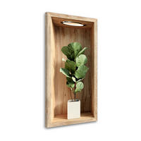 LEINWANDBILD Pflanzenblätter in einer Holzvertiefung 40x80cm - Braun, Textil (40/80cm) - Feeby