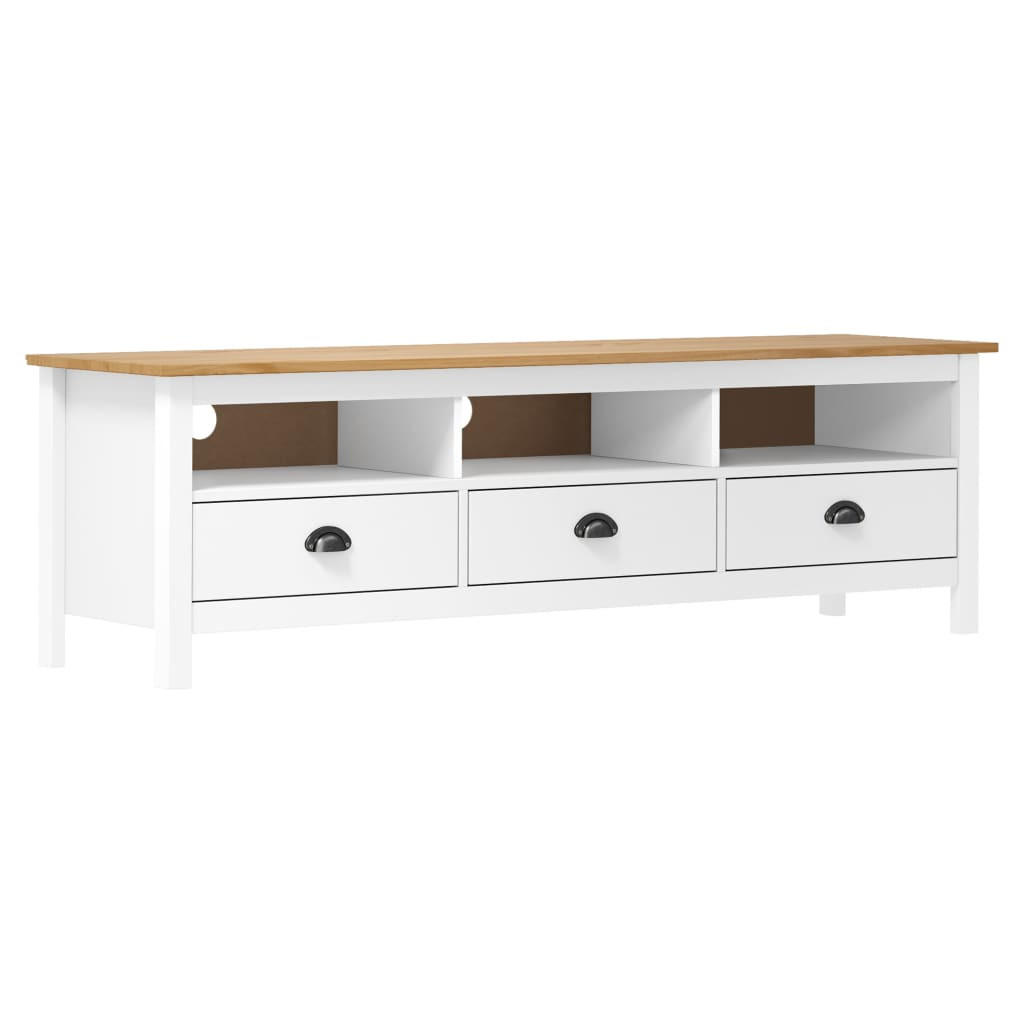 TV-SCHRANK Hill Weiss 158/40/47 Cm Massivholz Kiefer - Weiß, Holz (34/40/105cm) - vidaXL